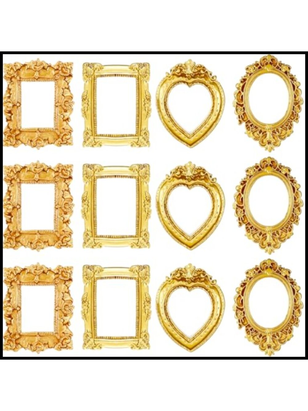 12 Pack Mini Vintage Resin Picture Frames Baroque Style Small Photo Frames DIY